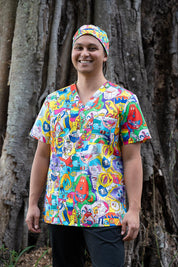 Monster Mash - Premium Unisex Printed Scrub Top