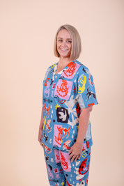 Dogs & Cats in Boots - Unisex Printed Scrub Top