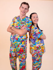Monster Mash - Unisex Printed Scrub Top