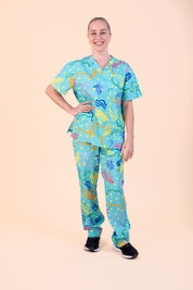 Rock Pool - Unisex Printed Scrub Top