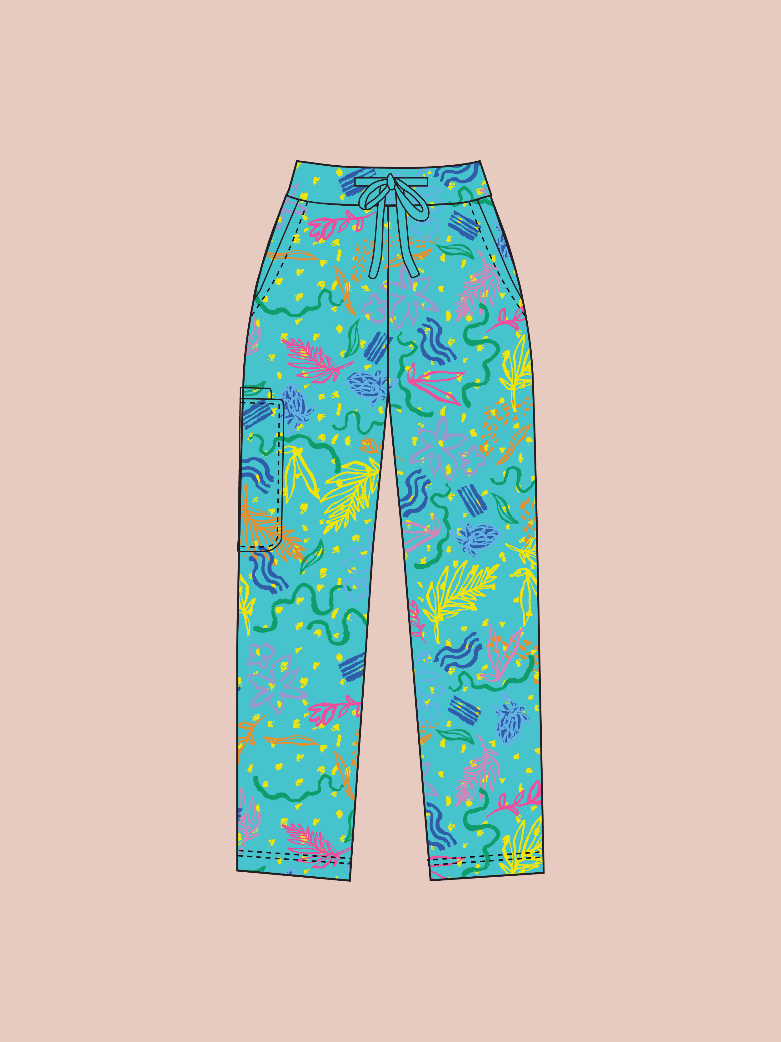 Rock Pool - Unisex Printed Scrub Pants