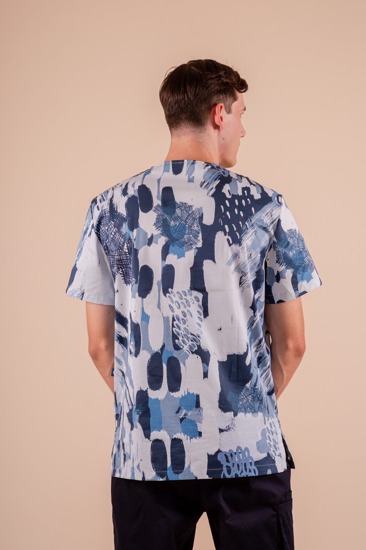 Ocean Scribbles  - Unisex Printed Scrub Top