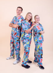Dogs & Cats in Boots - Unisex Printed Scrub Pants