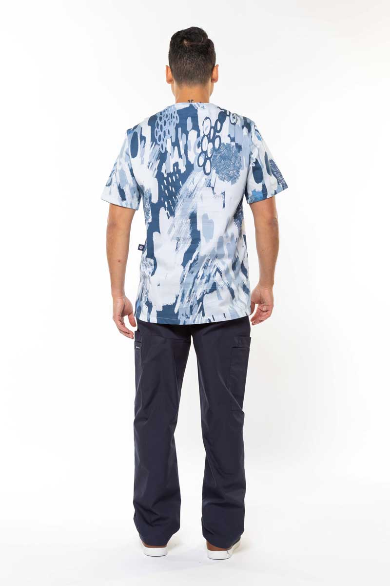 Ocean Scribbles  - Unisex Printed Scrub Top