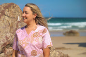 Seaside Healing Blush - Women's Printed Scrub Top