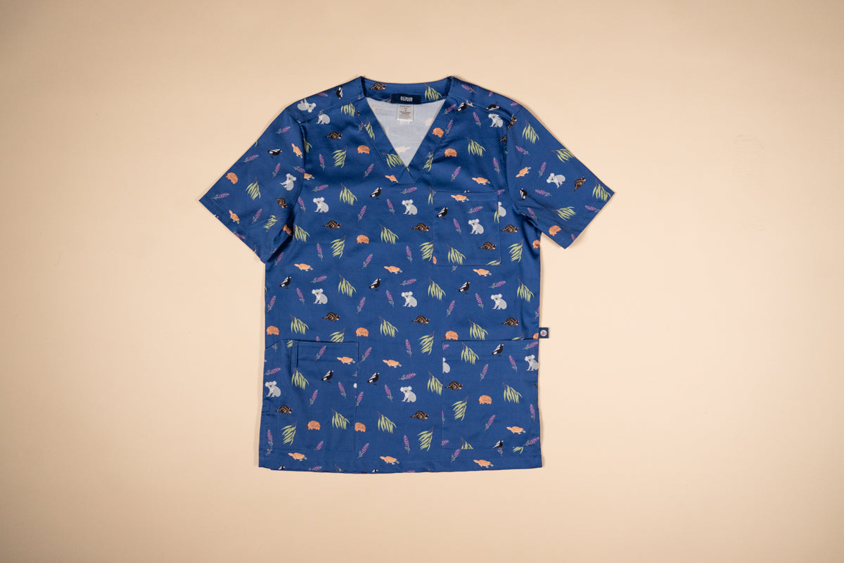 Bush Friends Midnight - Unisex Printed Scrub Top