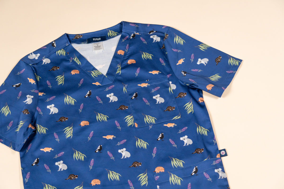 Bush Friends Midnight - Unisex Printed Scrub Top