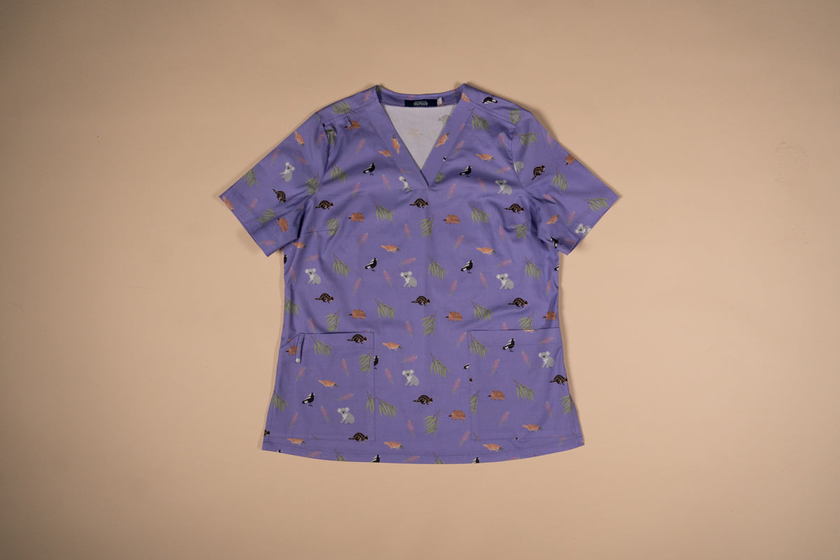 Bush Friends Lilac - Women's Printed Scrub Top