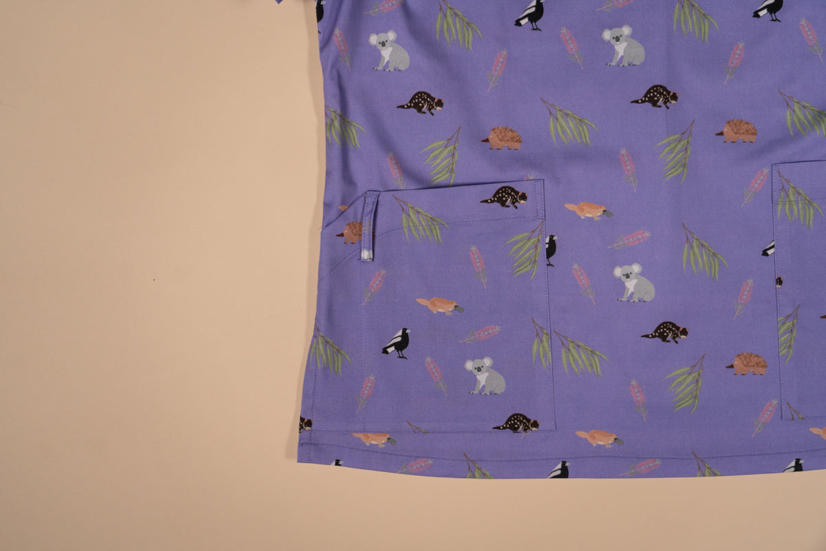 Bush Friends Lilac - Women's Printed Scrub Top