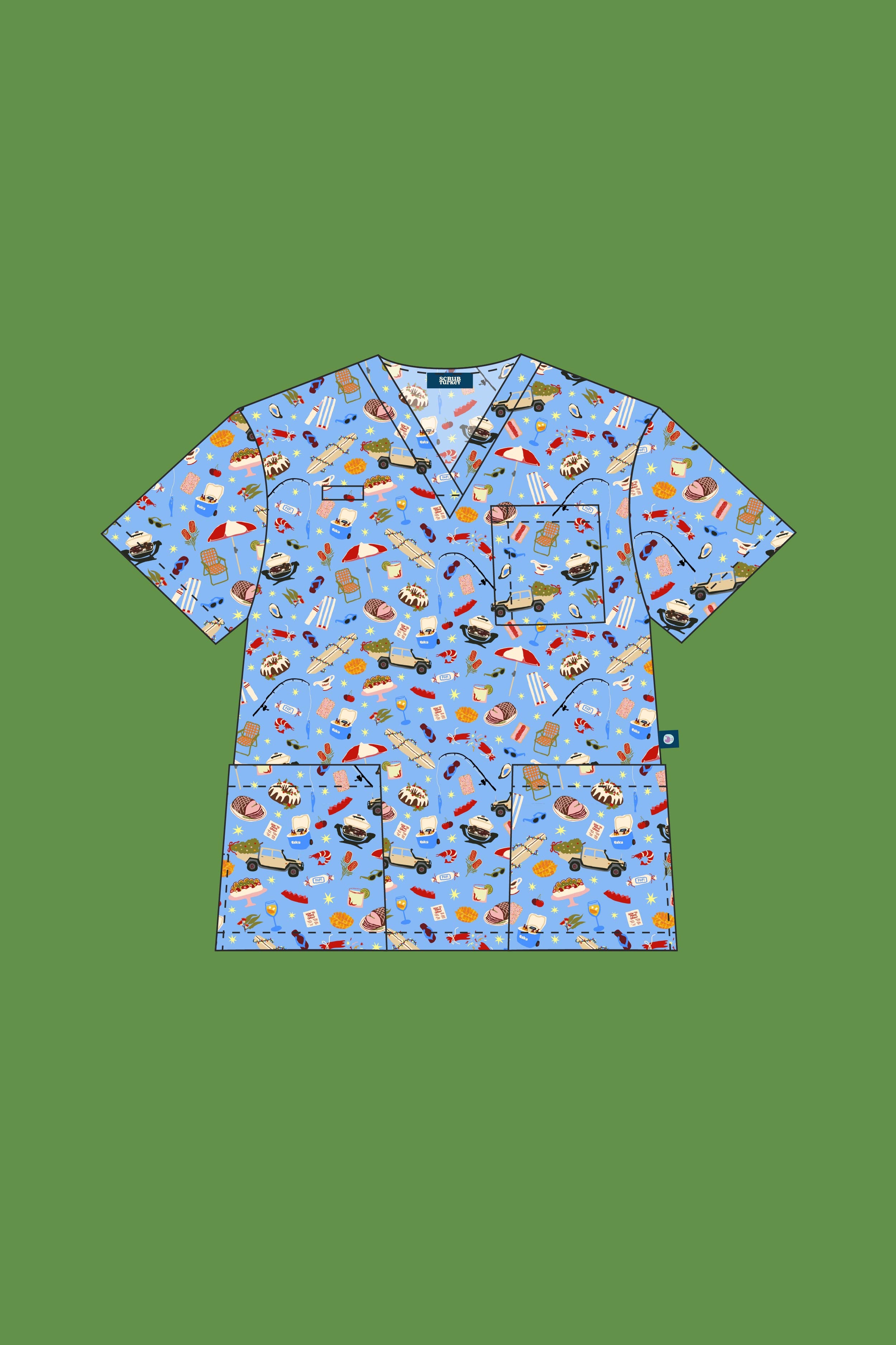 Pre-Order Chrissy Day – Unisex Printed Scrub Top