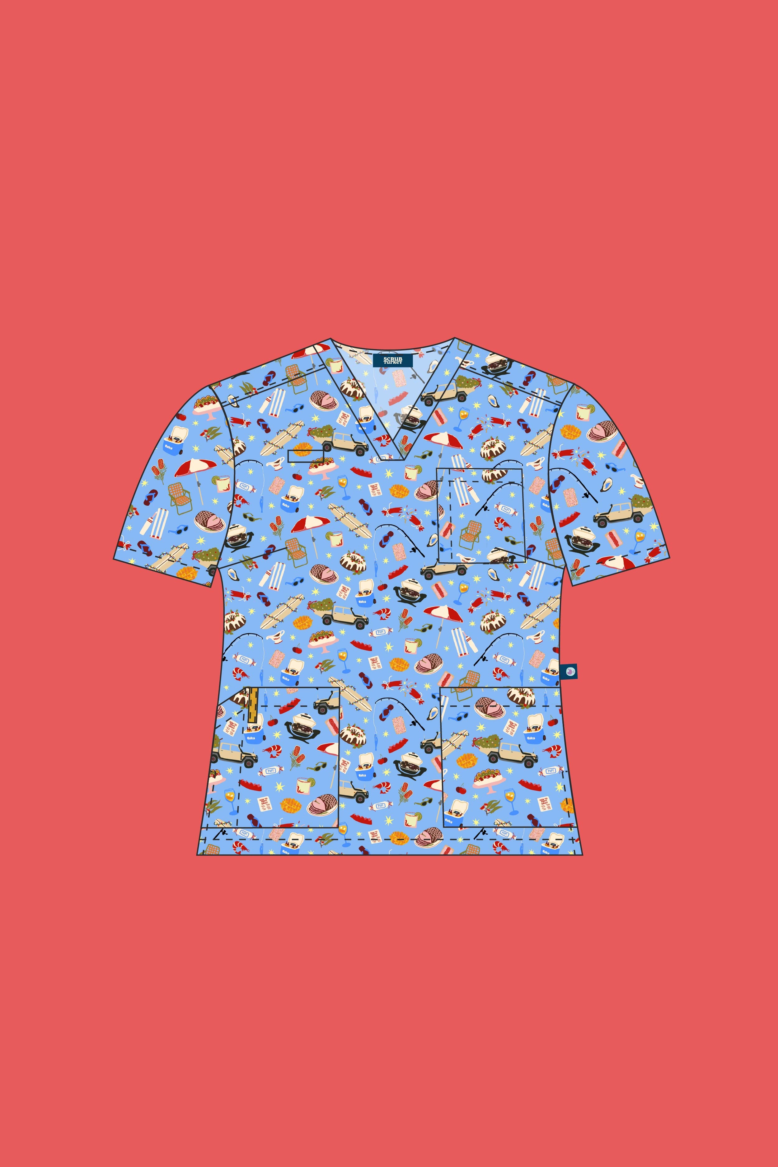 Pre-Order Chrissy Day - Women's Premium Printed Scrub Top