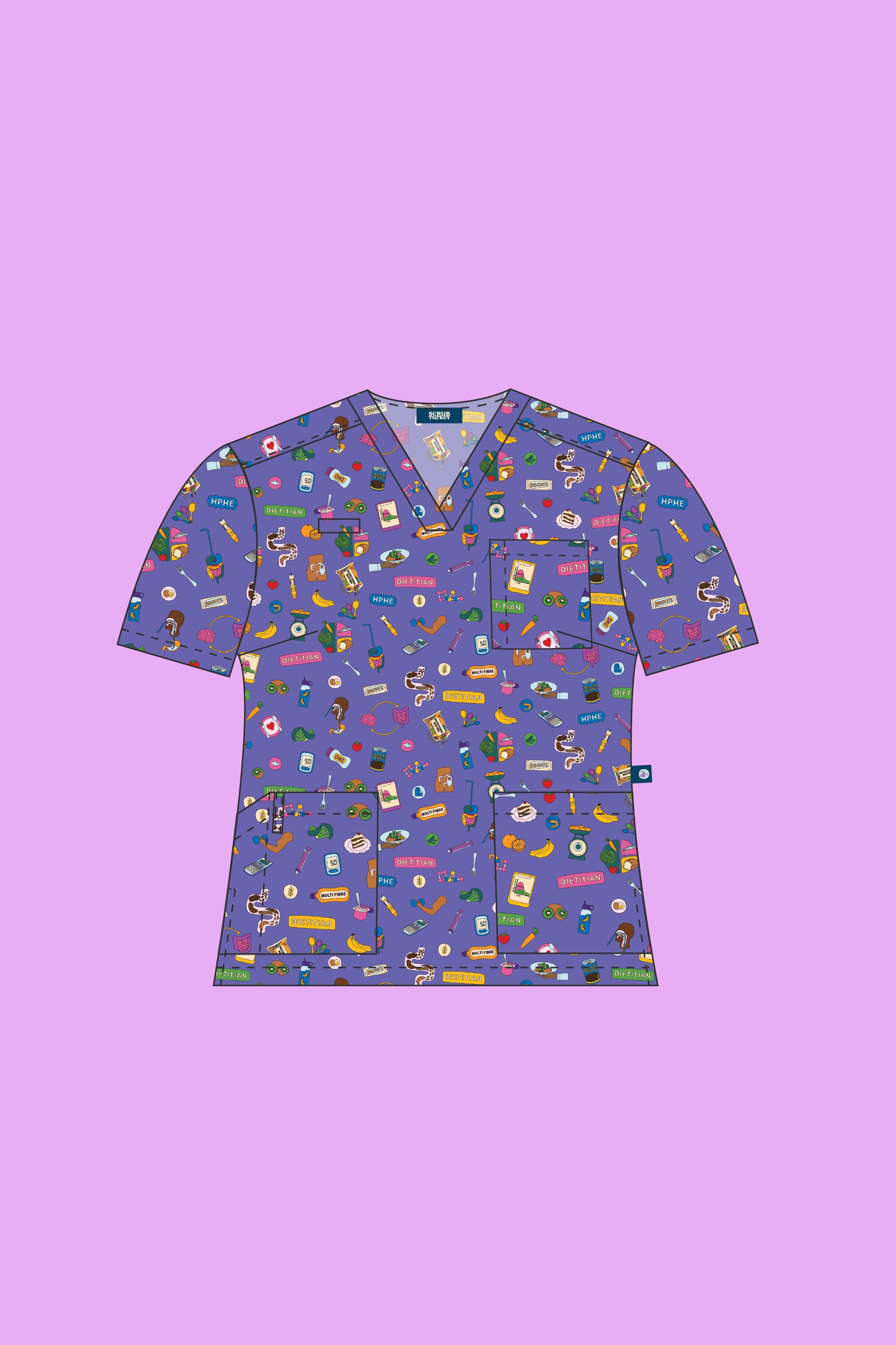 Dietitian - Womens Printed Scrub Top