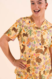 Easter Egg Hunt - Women's Premium Printed Scrub Top