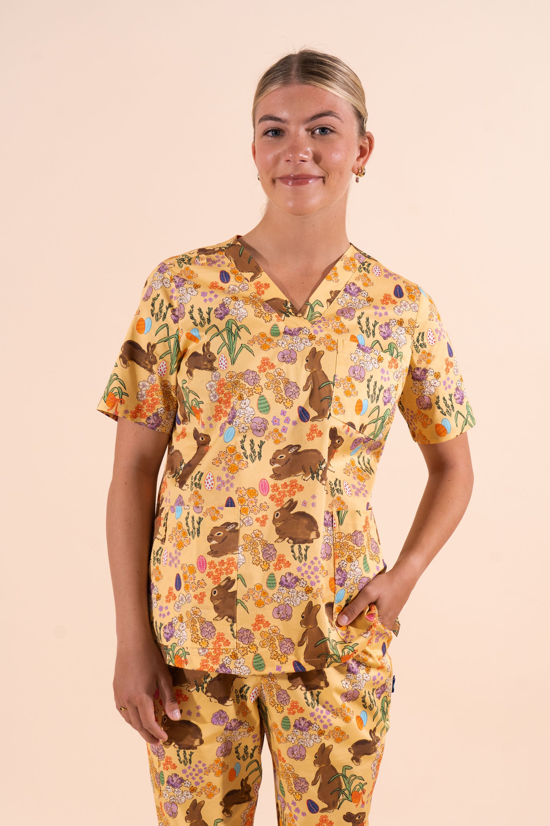 Easter Egg Hunt - Women's Premium Printed Scrub Top