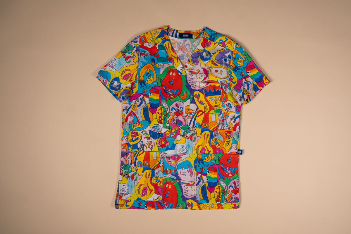 Monster Mash - Unisex Printed Scrub Top
