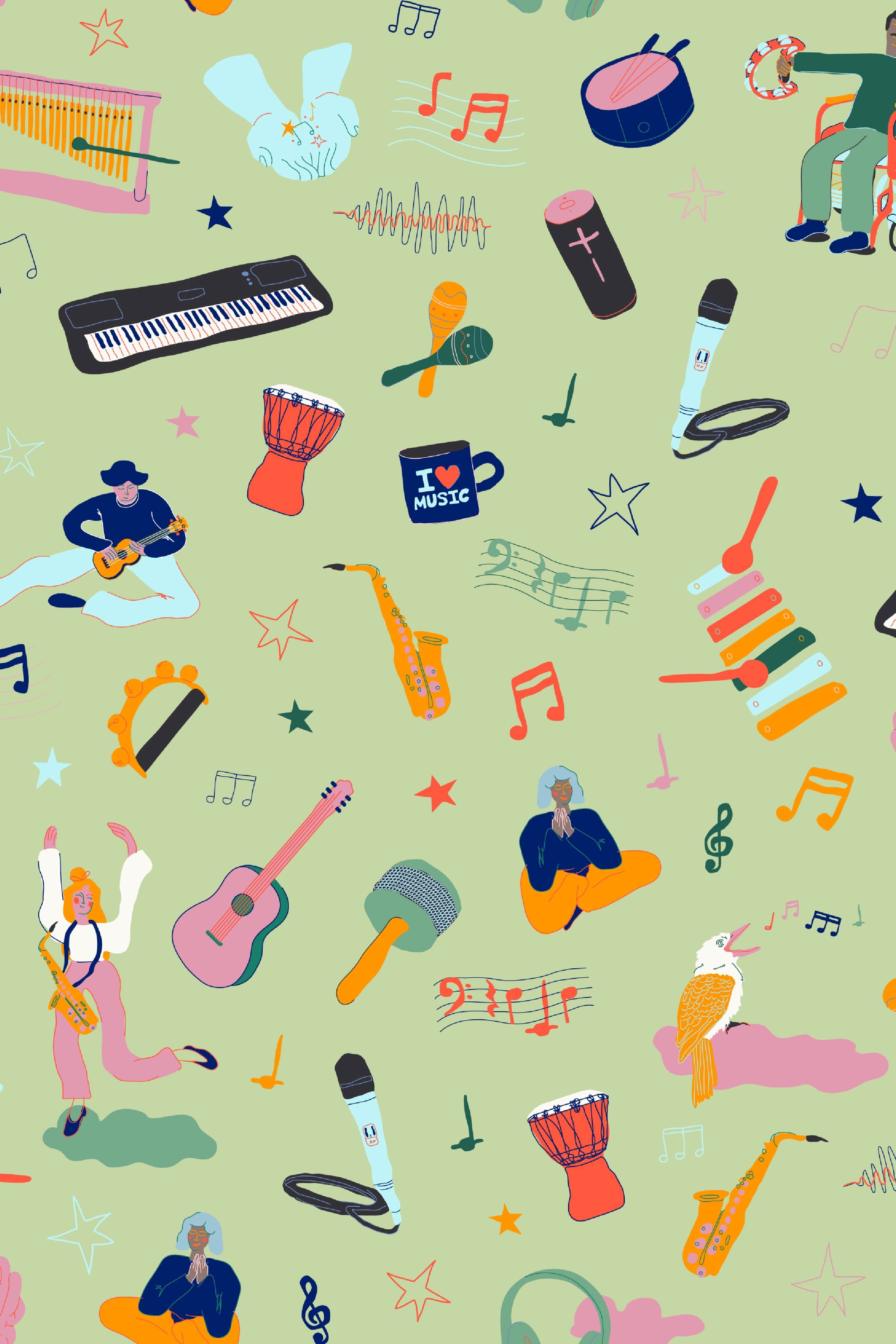 Music Therapy – Unisex Printed Scrub Top