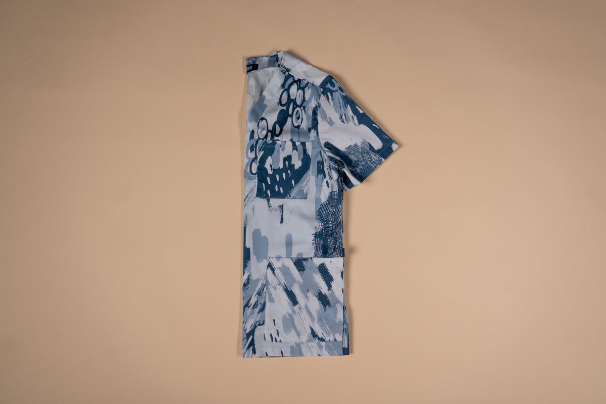 Ocean Scribbles  - Unisex Printed Scrub Top