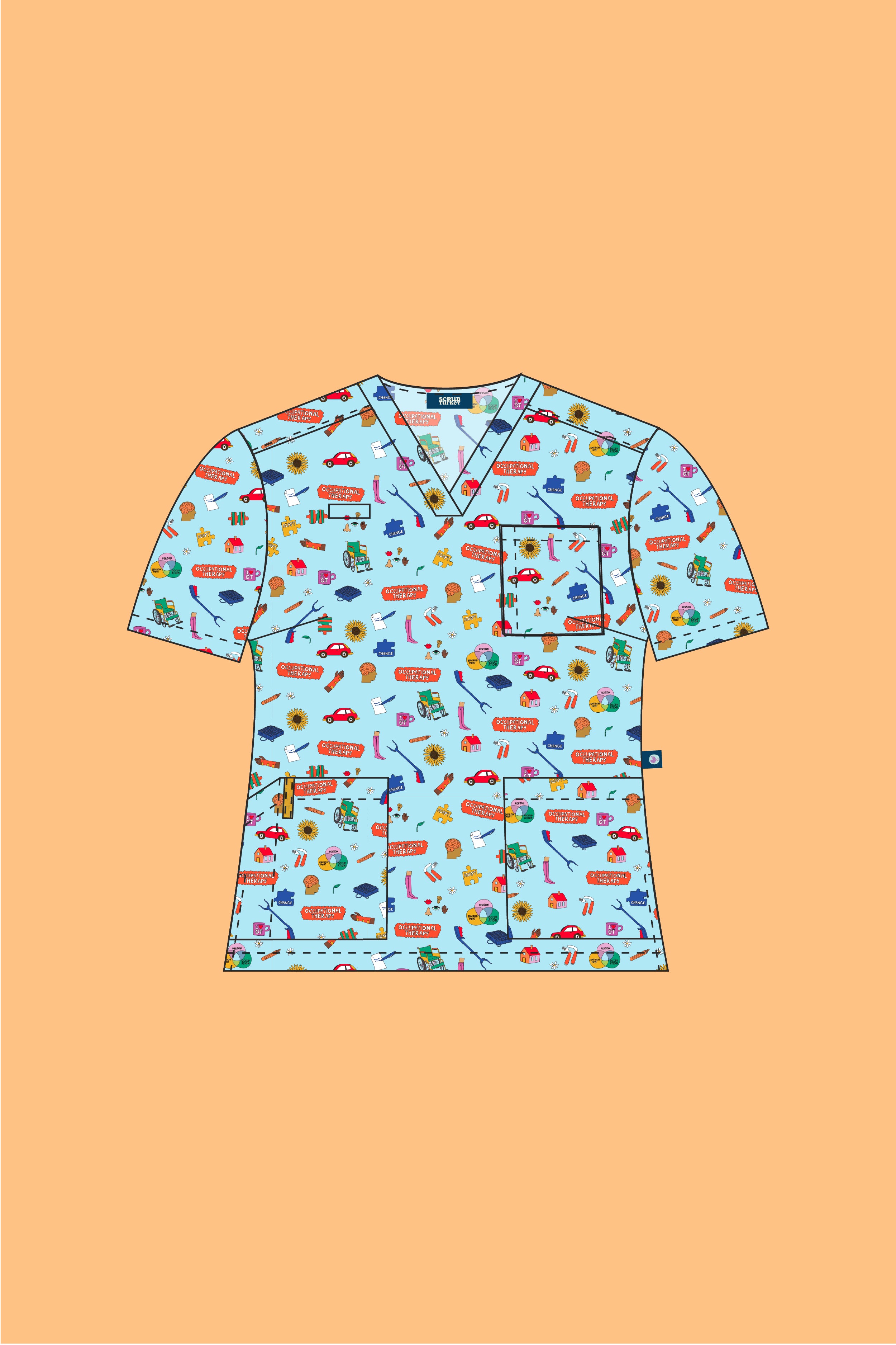 Pre- Order Occupational Therapist - Womens Printed Scrub Top
