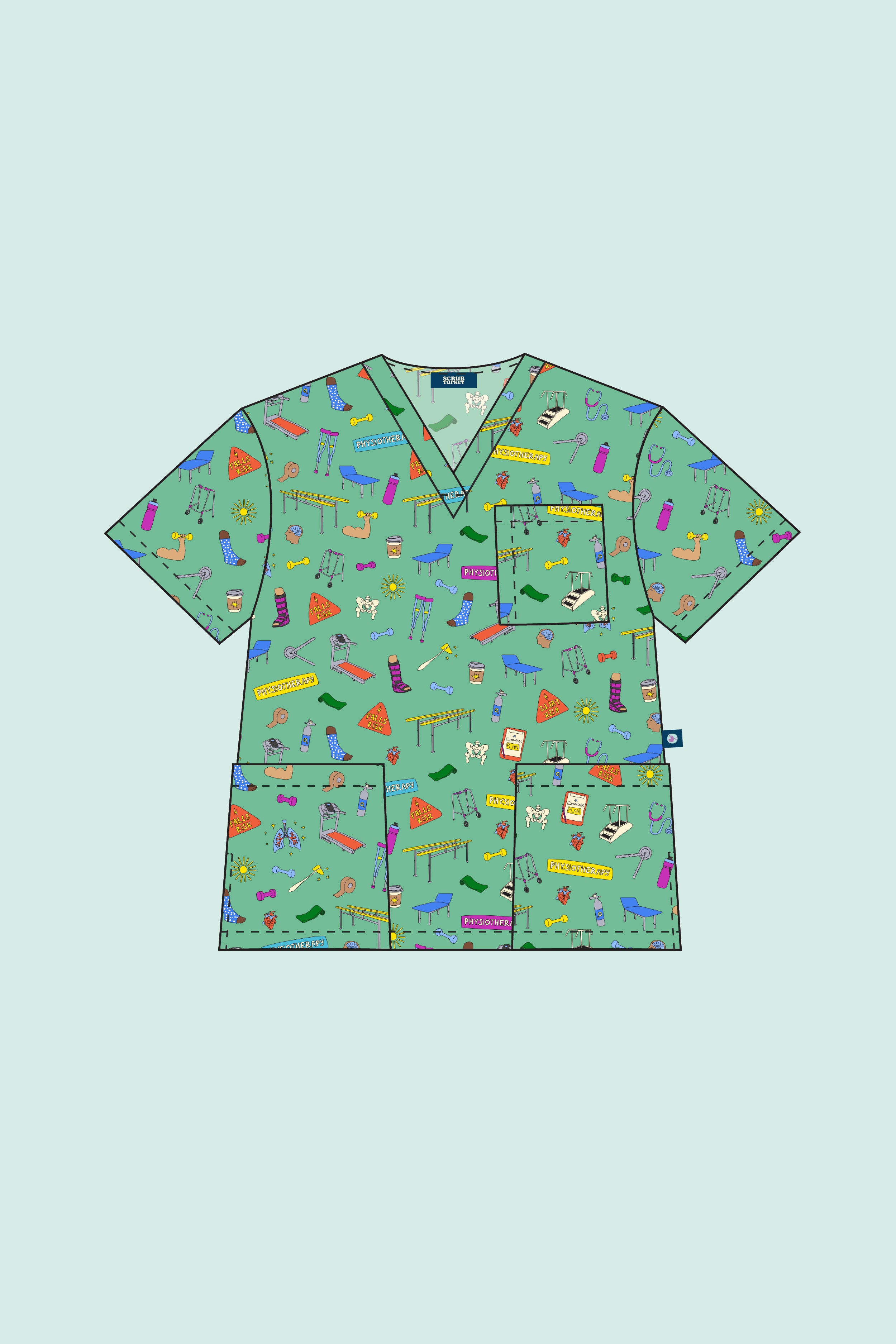 Physiotherapy – Unisex Printed Scrub Top