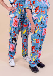 Dogs & Cats in Boots - Unisex Printed Scrub Pants
