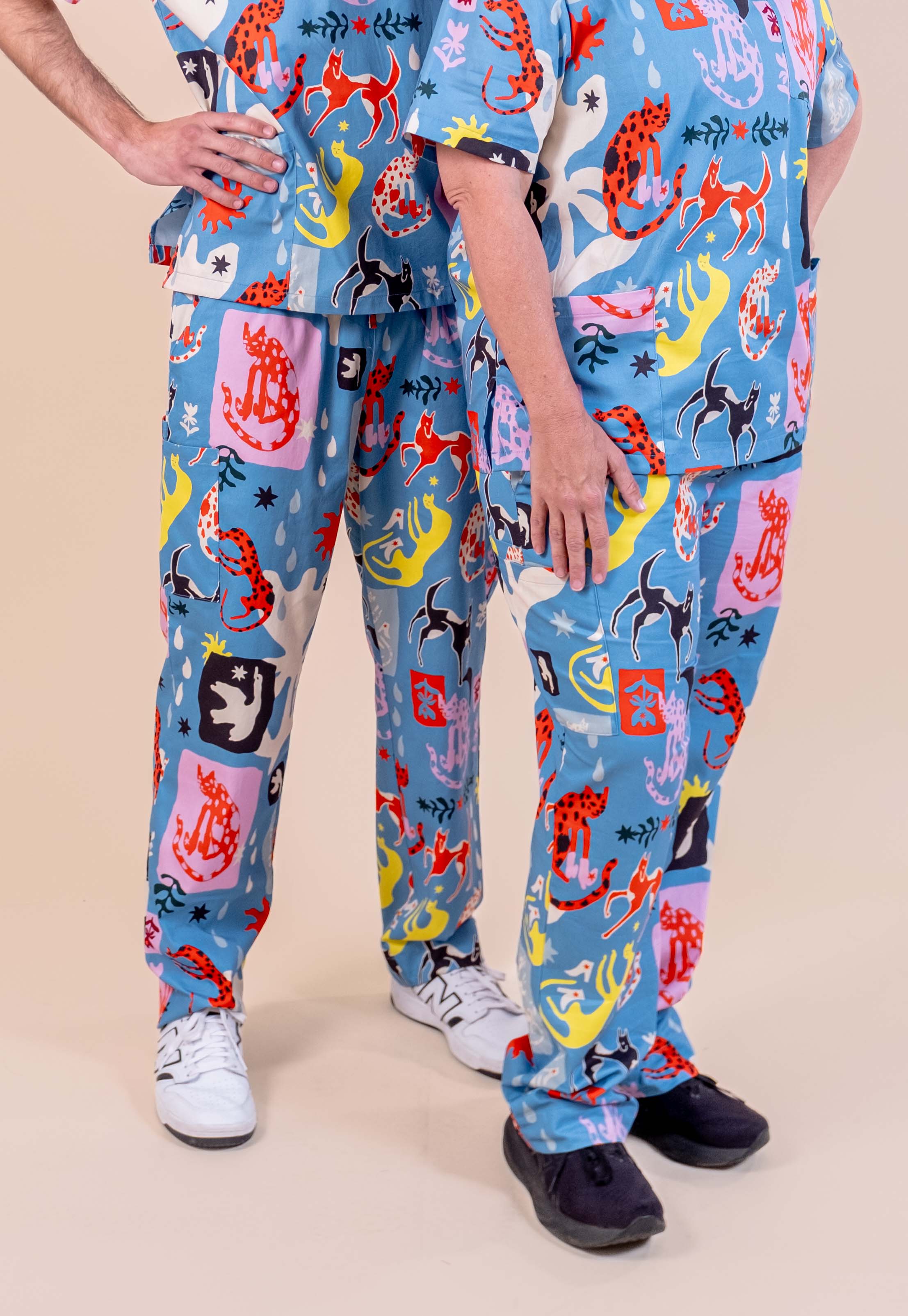 Dogs & Cats in Boots - Unisex Printed Scrub Pants