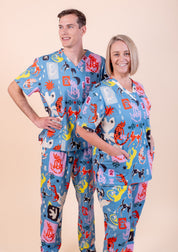 Dogs & Cats in Boots - Unisex Printed Scrub Top