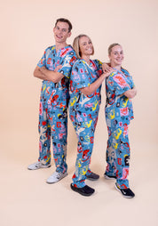 Dogs & Cats in Boots - Unisex Printed Scrub Top