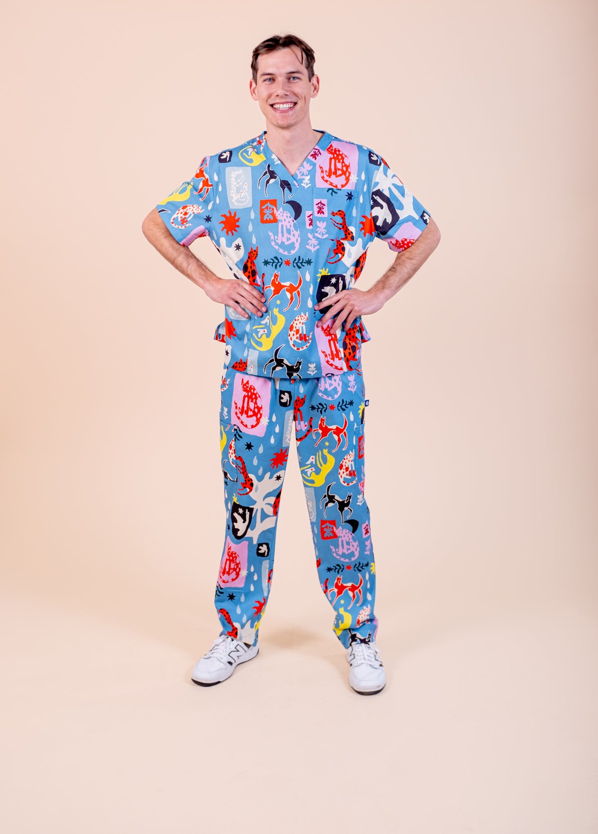 Dogs & Cats in Boots - Unisex Printed Scrub Top