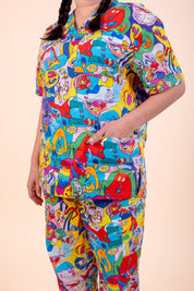 Monster Mash - Unisex Printed Scrub Top