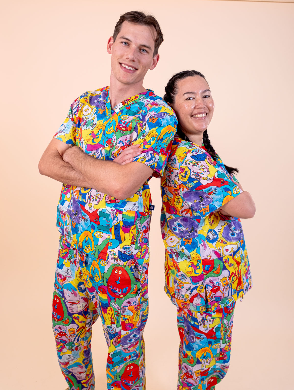 Monster Mash - Unisex Printed Scrub Top