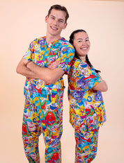 Monster Mash - Unisex Printed Scrub Top
