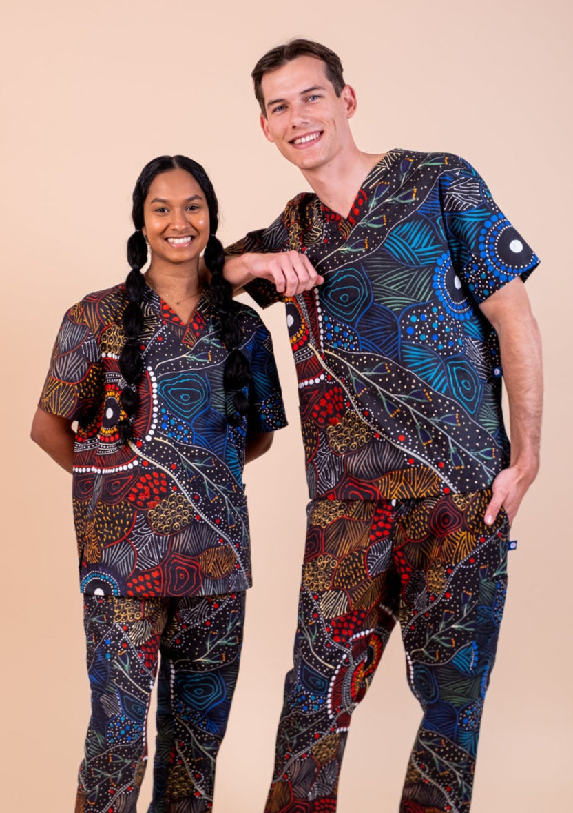 Wollumbin - Unisex Printed Scrub Top