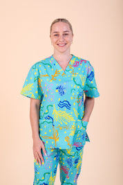 Rock Pool - Unisex Printed Scrub Top