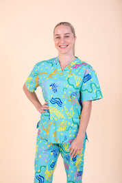 Rock Pool - Unisex Printed Scrub Top