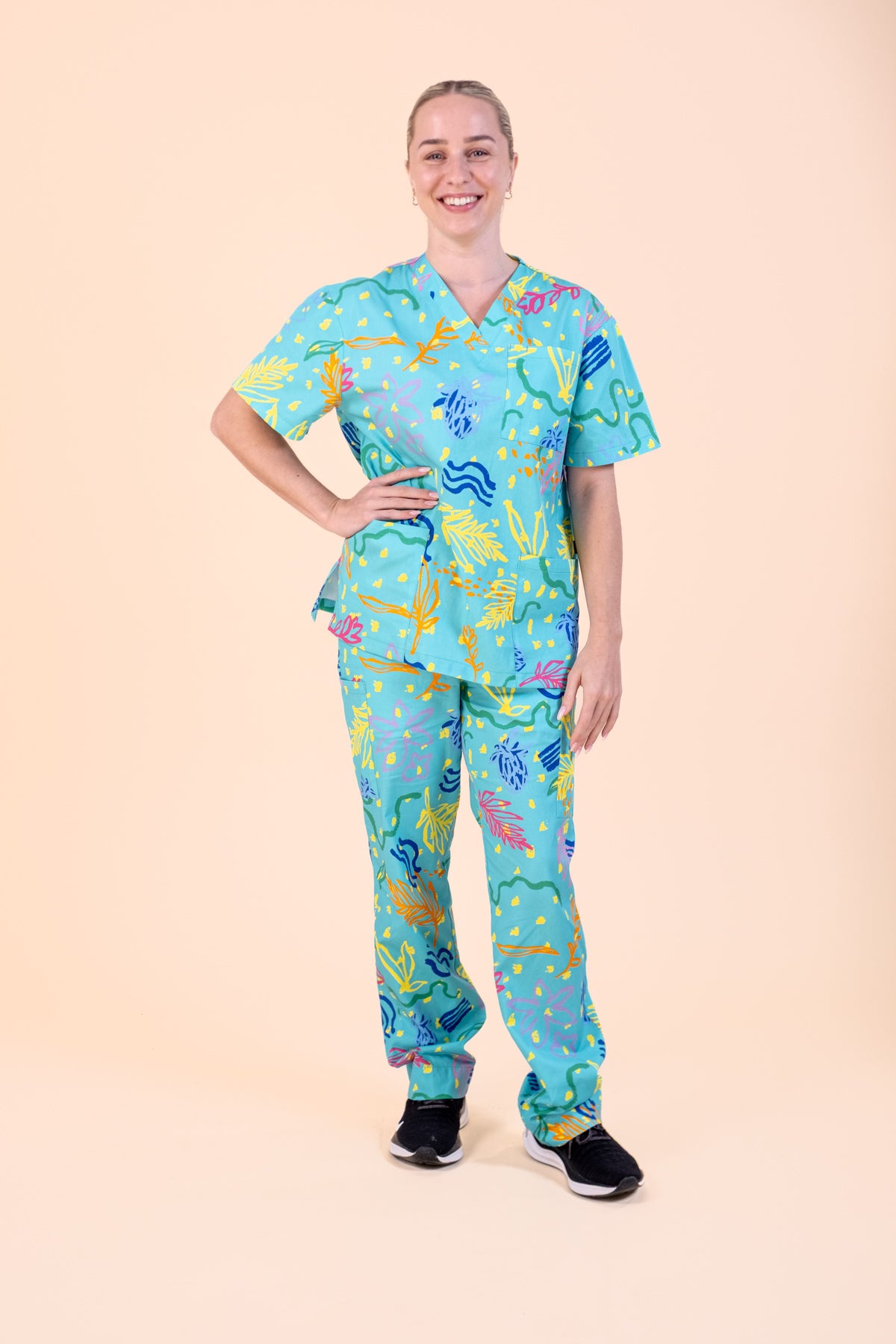 Rock Pool - Unisex Printed Scrub Top