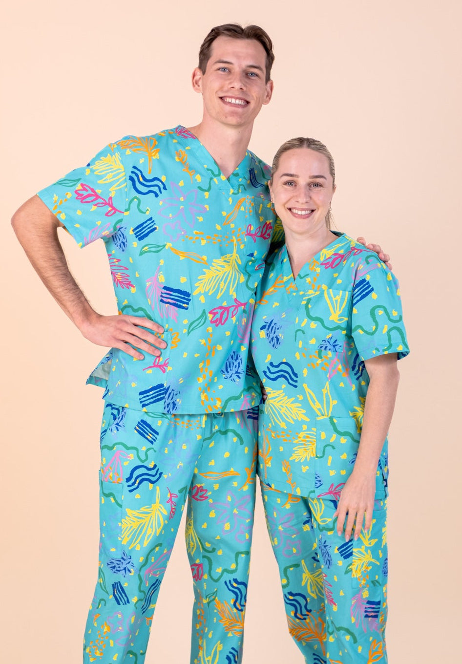 Rock Pool - Unisex Printed Scrub Top