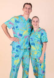 Rock Pool - Unisex Printed Scrub Top