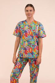 Ollie's Bugs - Unisex Printed Scrub Top