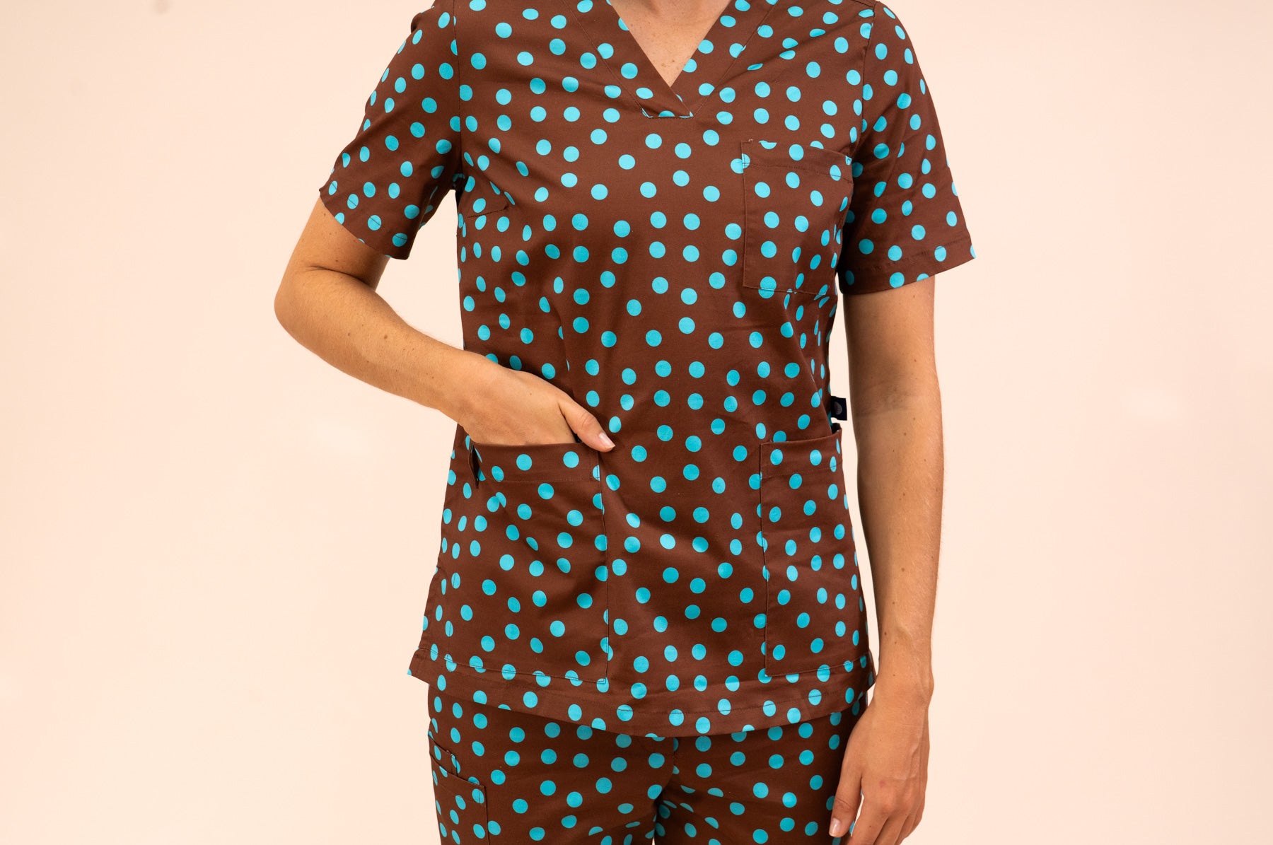 Polka Dots - Women's Premium Printed Scrub Top
