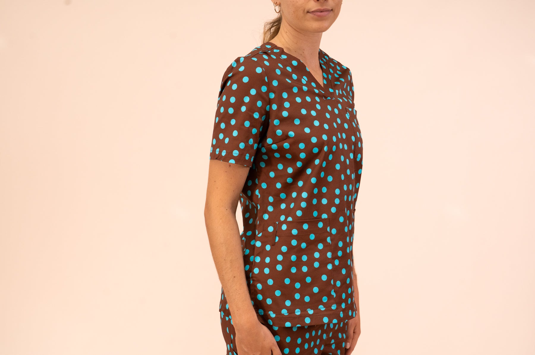 Polka Dots - Women's Premium Printed Scrub Top