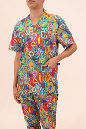 Ollie's Bugs - Unisex Printed Scrub Top