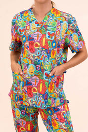 Ollie's Bugs - Unisex Printed Scrub Top