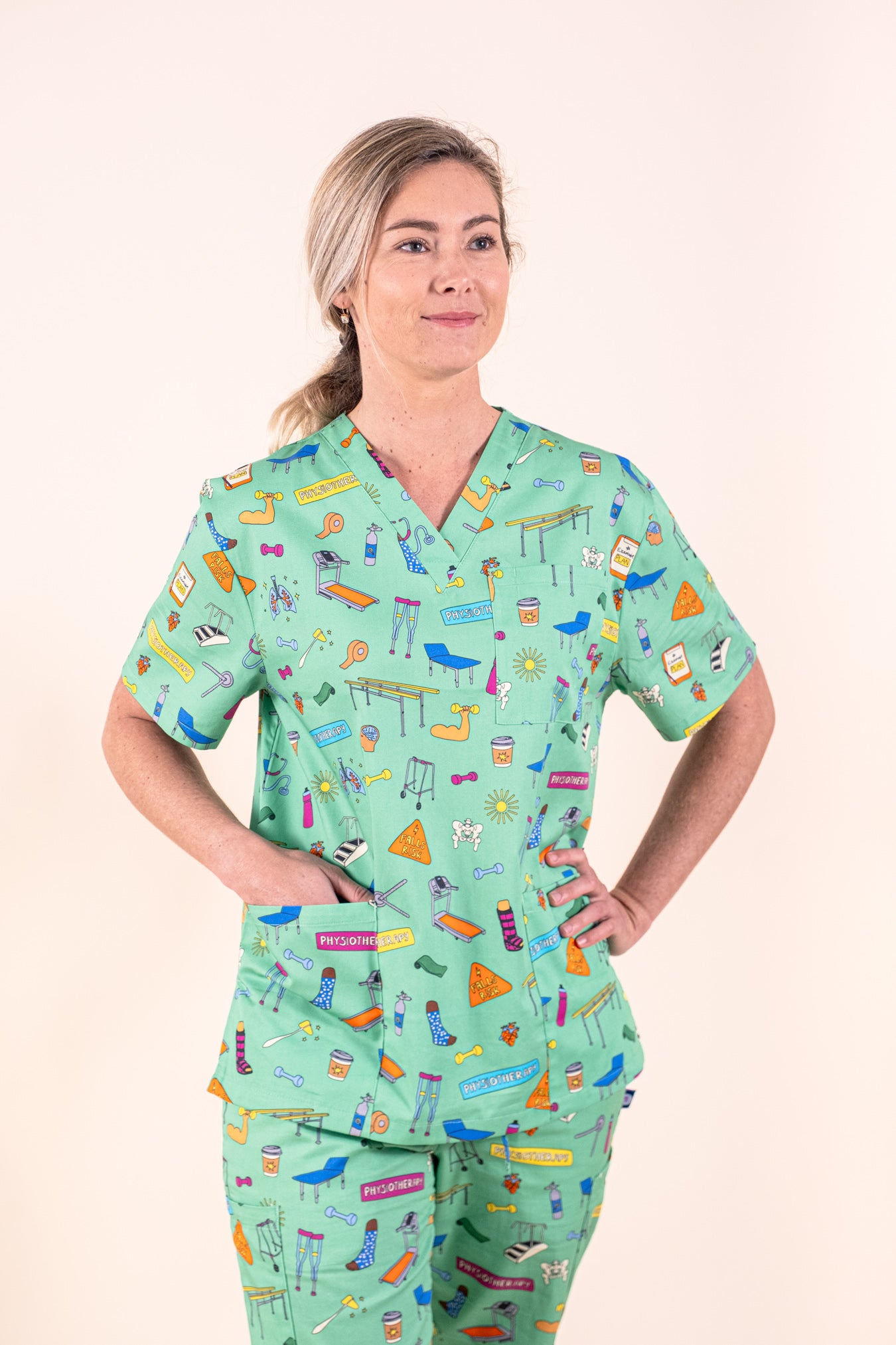 Physiotherapy – Unisex Printed Scrub Top