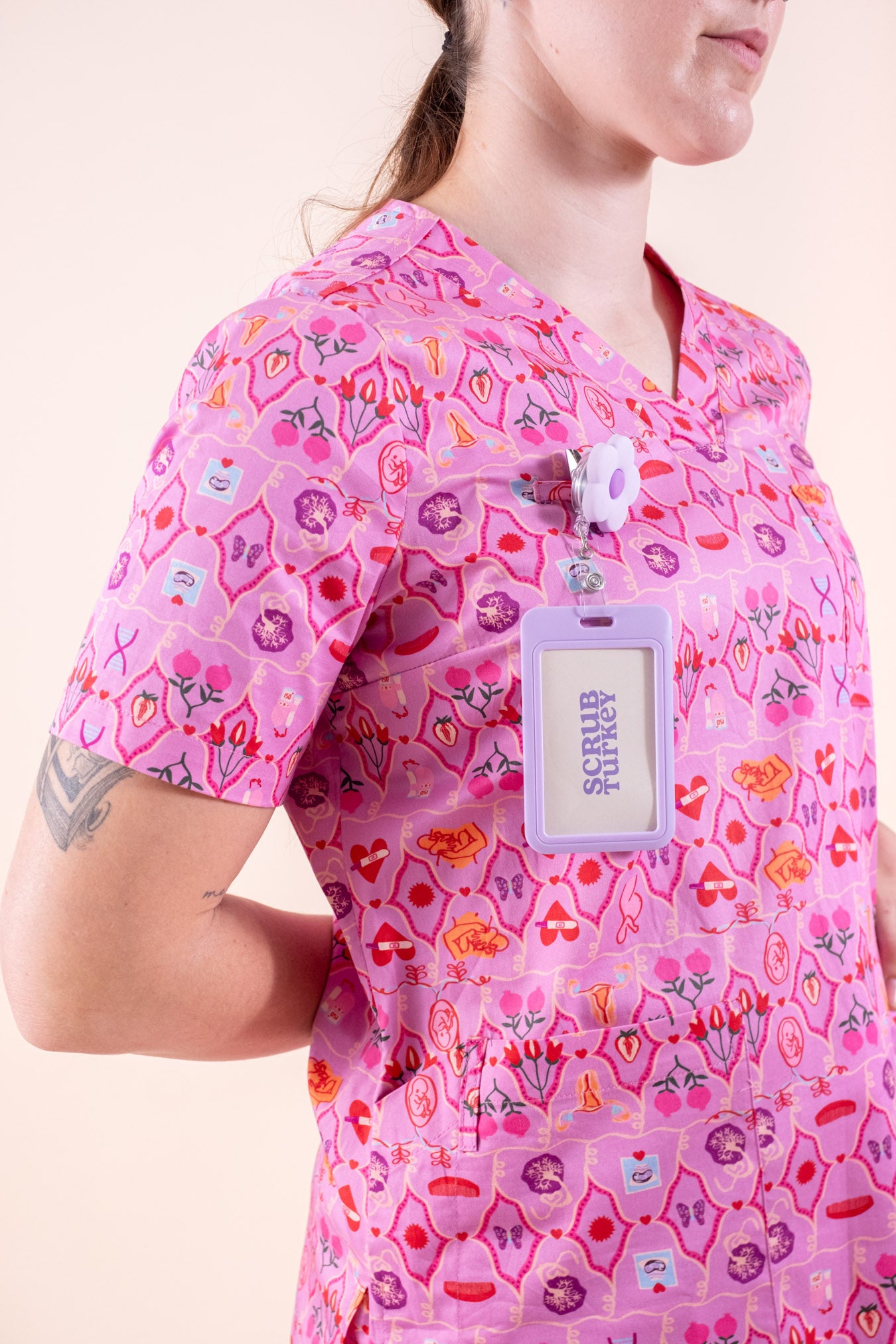 Midwifery - Womens Printed Scrub Top