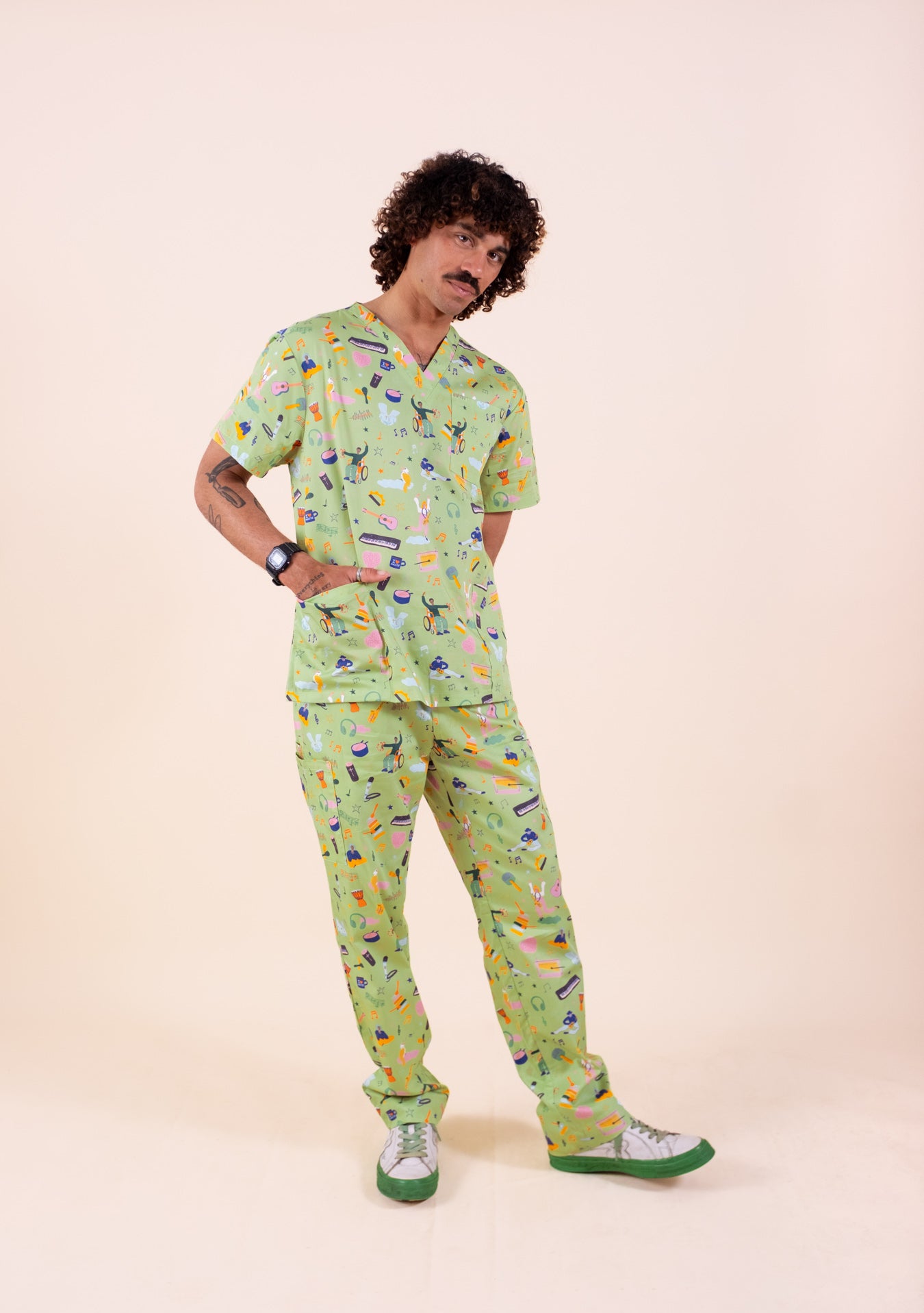 Music Therapy – Unisex Printed Scrub Top