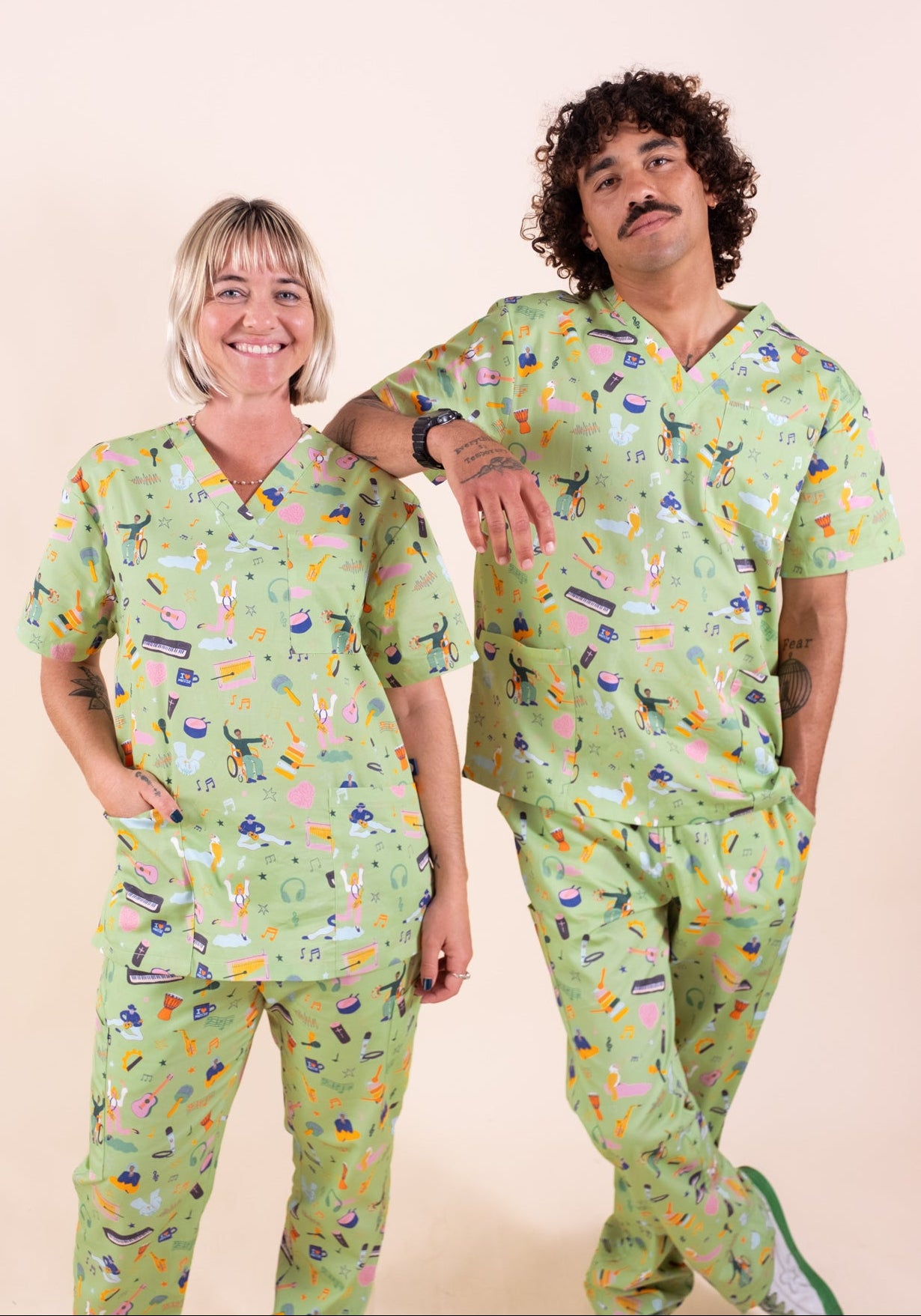 Music Therapy – Unisex Printed Scrub Top