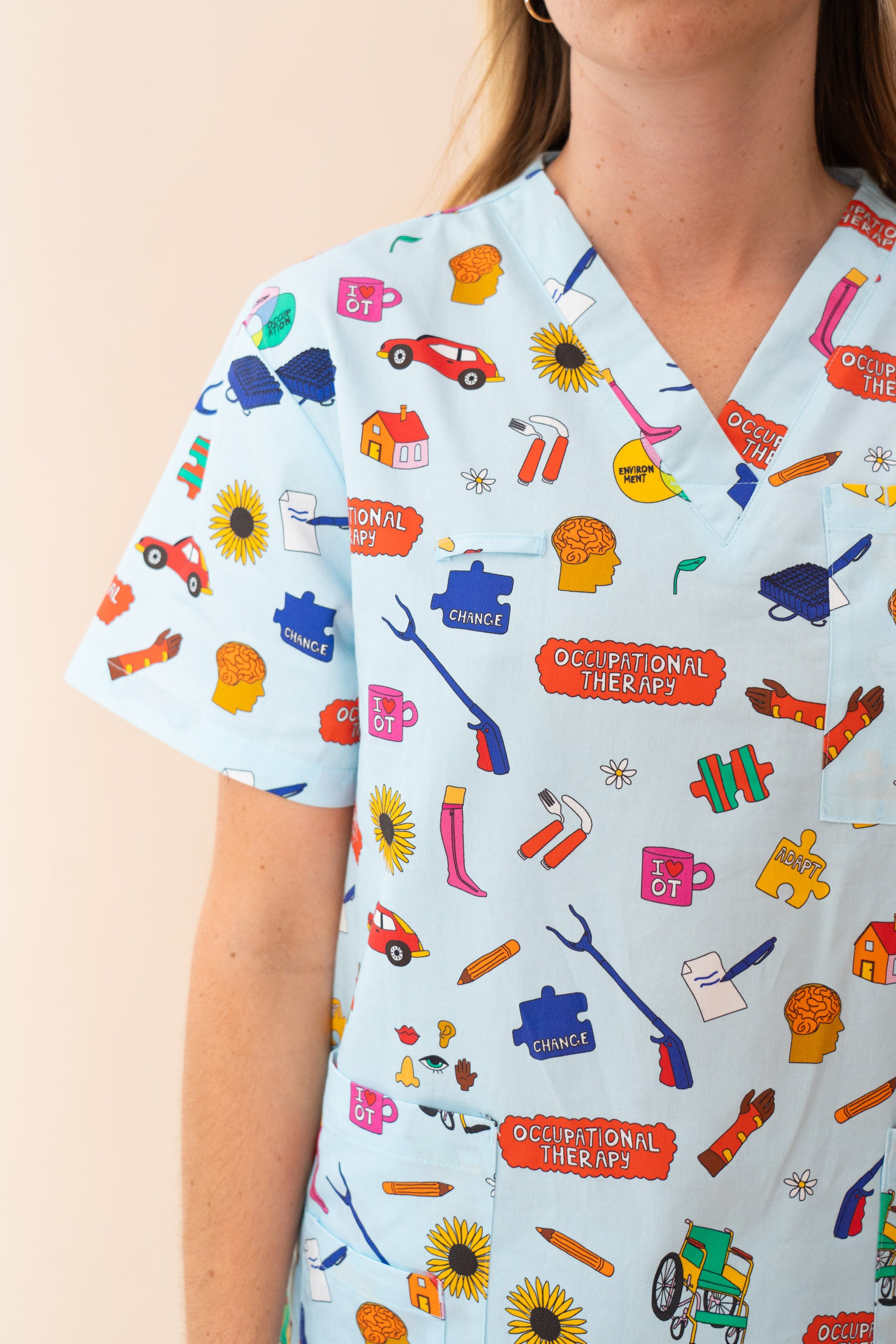 Occupational Therapist - Unisex Printed Scrub Top