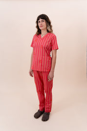 Cherry Stripe - Women's Printed Scrub Top