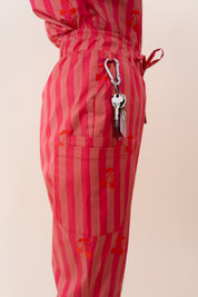 Cherry Stripe - Women's Printed Scrub Pants
