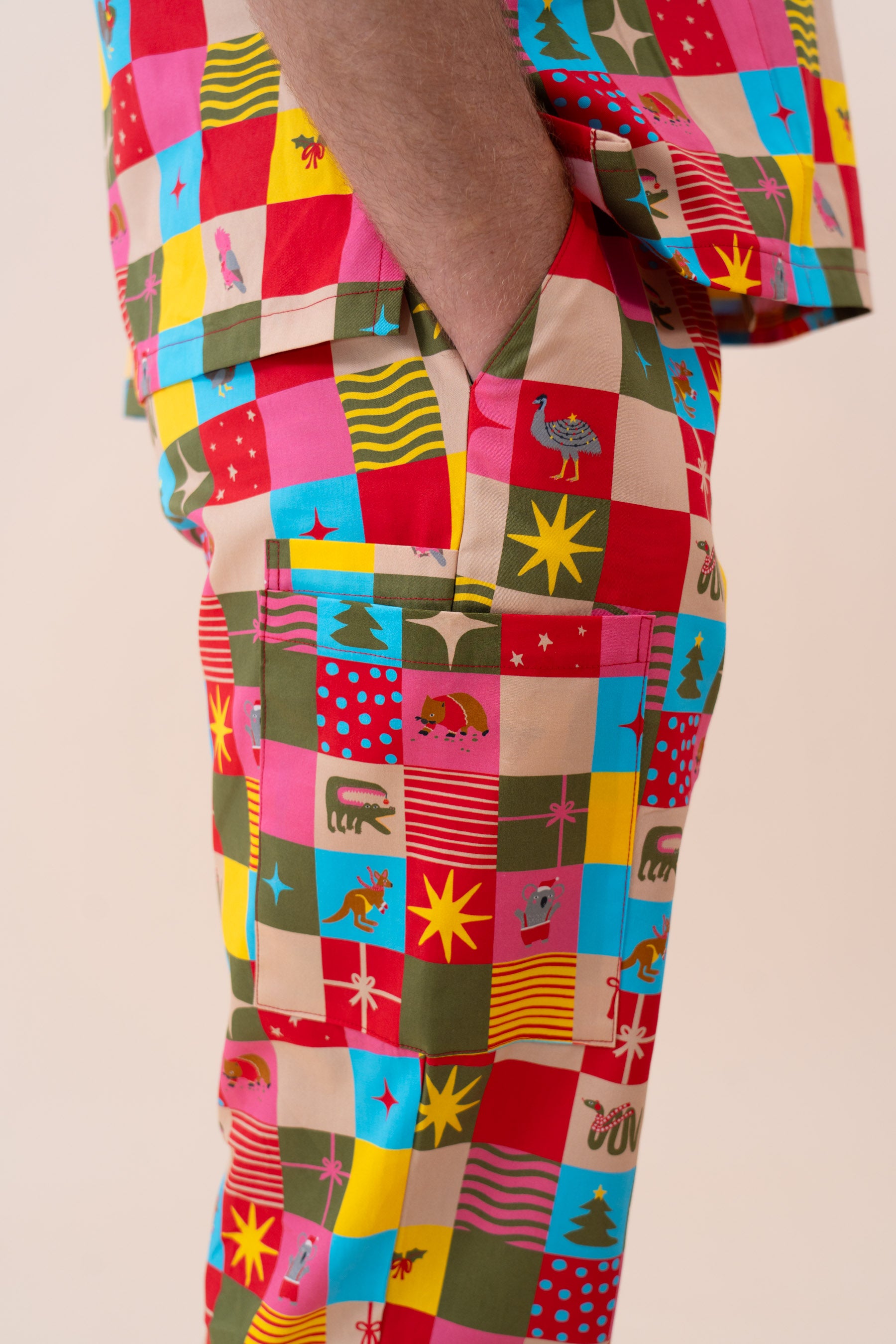Christmas Checkers - Unisex Printed Scrub Pants